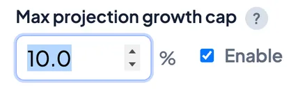 Max projection growth cap set to 10 percent and enabled