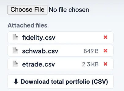 Attached files list with multiple portfolios